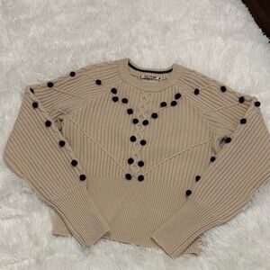 Scotch and Soda Elegant Beige Sweater with Black Details